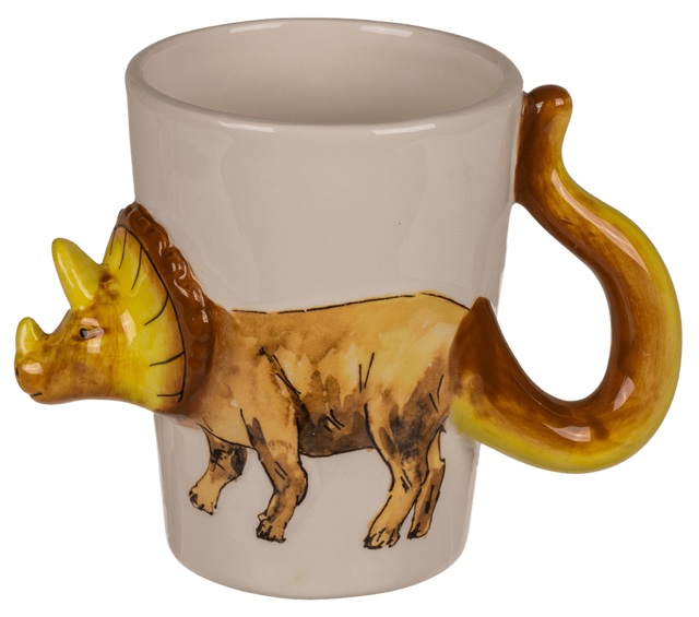 Biały Kubek Dinozaur 3D - Triceratops zdjęcie 1