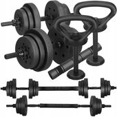 Hantle regulowane bitumiczne sztanga 40kg duży zestaw hantli 2x20kg Kettle