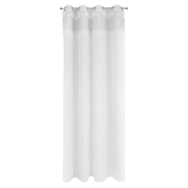 Firana gotowa na przelotkach DAPHNE 140x250 Eurofirany biała/srebrna zdjęcie 5