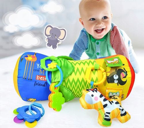 WAŁEK do RACZKOWANIA poduszka dla niemowląt WALEC grzechotki gryzak metki na Arena.pl