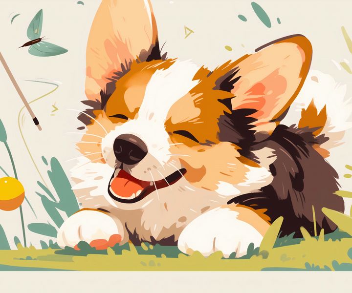 Plakat 60x50cm Beztroski Corgi zdjęcie 1