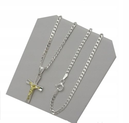 ŁAŃCUSZEK SREBRNY 925 PANCERKA 50 CM KRZYŻYK MĘSKI na Arena.pl