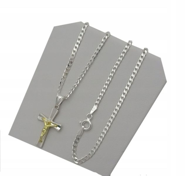 ŁAŃCUSZEK SREBRNY 925 PANCERKA 50 CM KRZYŻYK MĘSKI zdjęcie 3