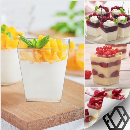 KUBEK PUCHARKI NA PRZEKĄSKI DESERY 120ml 50szt POJEMNIK NA DESER KWADRATOWY na Arena.pl