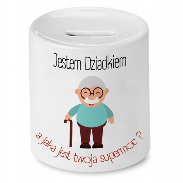 Skarbonka Dzień Dziadka Jaka Jest Twoja Supermoc? Z Nadrukiem Ze Zdjęciem zdjęcie 1