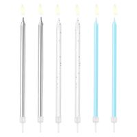 Świeczki na tort długie niebiesko srebrne, 12,5 cm