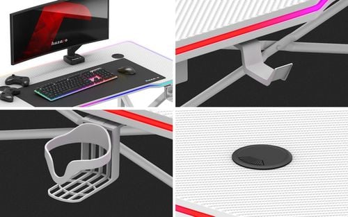Biurko Gamingowe RGB Stolik Biurowy Gracza LED z Pilotem Carbon Huzaro na Arena.pl