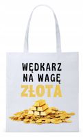 Dla Wędkarza Rybaka Torba Eco Biała Shopper Z Nadrukiem Ze Zdjęciem