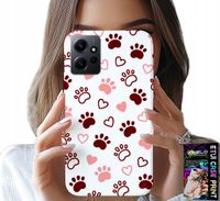 ETUI DO XIAOMI NOTE 12 4G - PSIE ŁAPKI NA BIAŁYM TLE, PIES, KOT, MIŚ