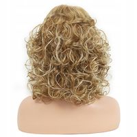 Peruka damska, krótkie kręcone blond włosy, peruka naturalna z grzywką
