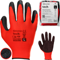 rękawice robocze mercator tech red+black latex - l - 12 par