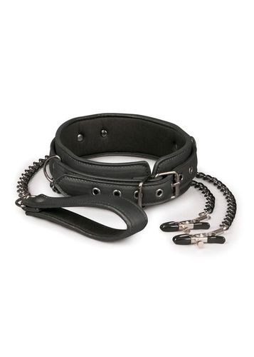 Wiązania-Leather Collar With Nipple Chains na Arena.pl