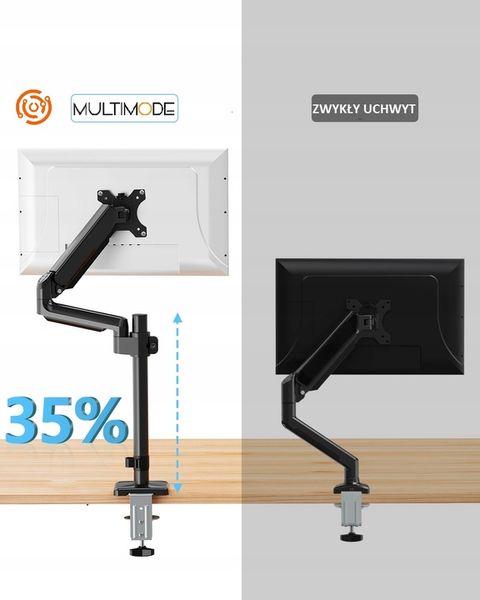 Regulowany WYSOKI Uchwyt Biurkowy do Monitora WIESZAK NA Monitor LCD 13-32" zdjęcie 5