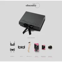 obsessive wonderia gift box czarny zestaw bielizny z akcesoriami