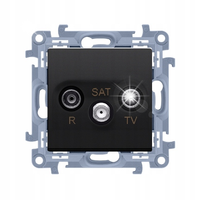 GNIAZDO ANTENOWE R-TV-SAT PRZELOTOWE SIMON 10 CASP.01/49 CZARNY MAT