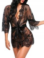 KORONKOWY SZLAFROK DAMSKI BIELIZNA KORONKA SEKSOWNA KOSZULKA WALENTYNKI