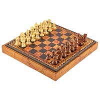 Szachy i Warcaby Italfama 2w1 | Akacja | Ekoskóra Map 28cm | Włochy