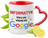 Kubek Dla Informatyka Czerwony Z Uszkiem W Kształcie Serca Na Prezent