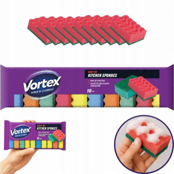 vortex gąbki kuchenne 3d wave 10 szt. zdjęcie 1