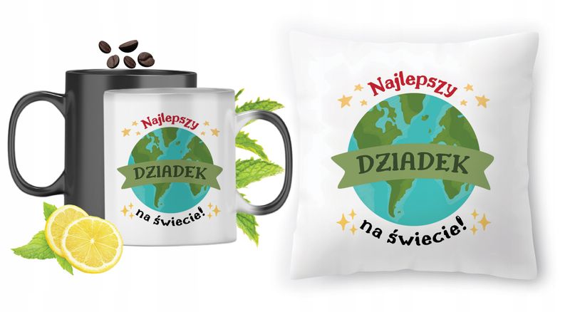 Dla Dziadka Zestaw Kubek Magiczny + Poduszka Z Nadrukiem Ze Zdjęciem zdjęcie 1