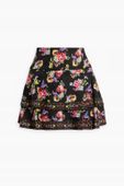 ALICE + OLIVIA Marvis tiered floral-print cotton-blend mini skirt roz.38