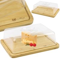 BAMBUSOWA DESKA DO SERWOWANIA PRZEKĄSEK Z PLASTIKOWĄ POKRYWKĄ PROSTOKĄTNA
