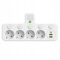 Listwa Zasilająca Gotel 4 Gniazda 3x USB A+C Lampka LED z Włącznikami