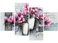 120CM 80CM ZEGAR 4 ELEM MAGNOLIE WAZONACH OBRAZ ŚCIENNY