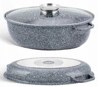 BRYTFANNA GĘSIARKA Patelnia GRILLOWA 3w1 Brytfanka MARMUROWA 38cm 11L 3936