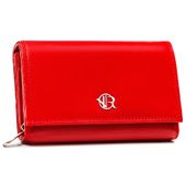 czerwony, skórzany portfel damski z ochroną rfid - rovicky