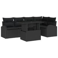 Zestaw Sof na Ogród 6 pcs Czarny 100 x 55 x 73 cm Polirattan