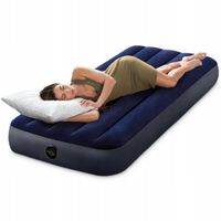 Materac dmuchany welurowy granatowy jednoosobowy łóżko 191x76 INTEX 64756