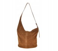 Laura Biaggi - torebka worek skóra naturalna zamsz brązowy camel TS 112-42