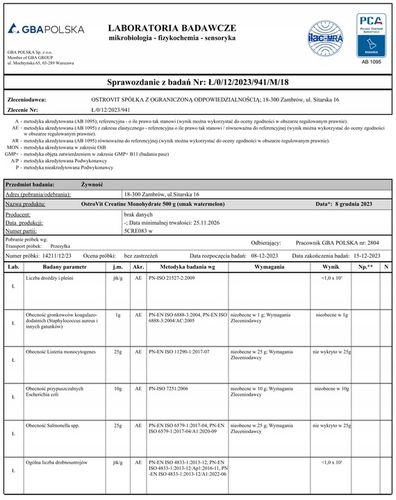 OstroVit Creatine Monohydrate 500 g KREATYNA na Arena.pl