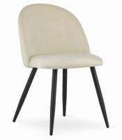 Krzesło tapicerowane beżowe BELLO aksamitne z czarnymi nogami