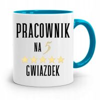 Pracownika Kubek Błękitny Pracownik Na 5 Gwiazdek Z Nadrukiem Ze Zdjęciem