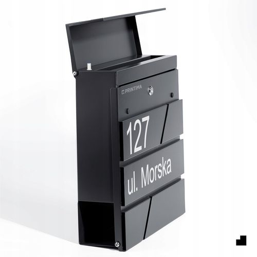 DUŻA SKRZYNKA NA LISTY Z ADRESEM NUMEREM DOMU |4 CZCIONKI| ANTRACYT RAL7016 na Arena.pl