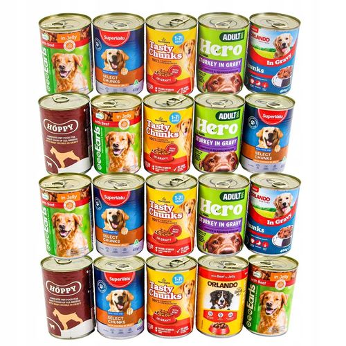 Karma mokra dla psa Puszka Duży Pakiet Mieszany Mix smaków 20 szt x 400g na Arena.pl