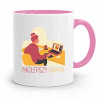 Kubek Różowy Prezent Dla Grafika Najlepszy Grafik Z Nadrukiem Ze Zdjęciem