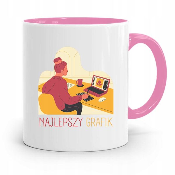Kubek Różowy Prezent Dla Grafika Najlepszy Grafik Z Nadrukiem Ze Zdjęciem zdjęcie 1