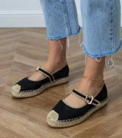 Czarne espadryle z ozdobna sprzączką Pilata 38