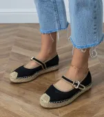 Czarne espadryle z ozdobna sprzączką Pilata 38