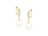 ELEGANCKIE WISZĄCE SREBRNE KOLCZYKI ŁEZKI JASNE PERŁY PEREŁKI CYRKONIE