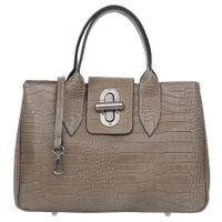 VERA PELLE torebka skórzana klasyczna kroko z paskiem na ramię V542 taupe