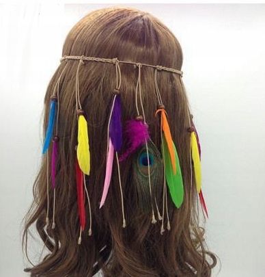 Opaska do włosów z Piórami Pióropusz Włosy Wzór B zdjęcie 2