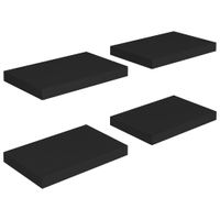 Półki ścienne, 4 szt., czarne, 40x23x3,8 cm, MDF