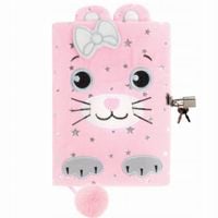 PAMIĘTNIK PLUSZOWY SEKRETNIK Z KŁÓDKĄ KOT KOTEK NOTATNIK