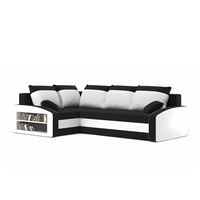 Duży narożnik, lewy, półka w lewym, LUSSO, 230x179x75, czarny| TYLETEGOTU