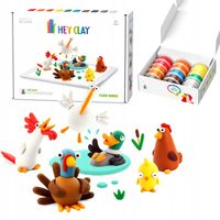 Hey Clay MEGA ZESTAW Masa Plastyczna PTAKI Z FARMY Akcesoria +18 KUBECZKÓW