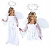 Strój anioła aniołka sukienka skrzydła aureola Jasełka Bal Świętych